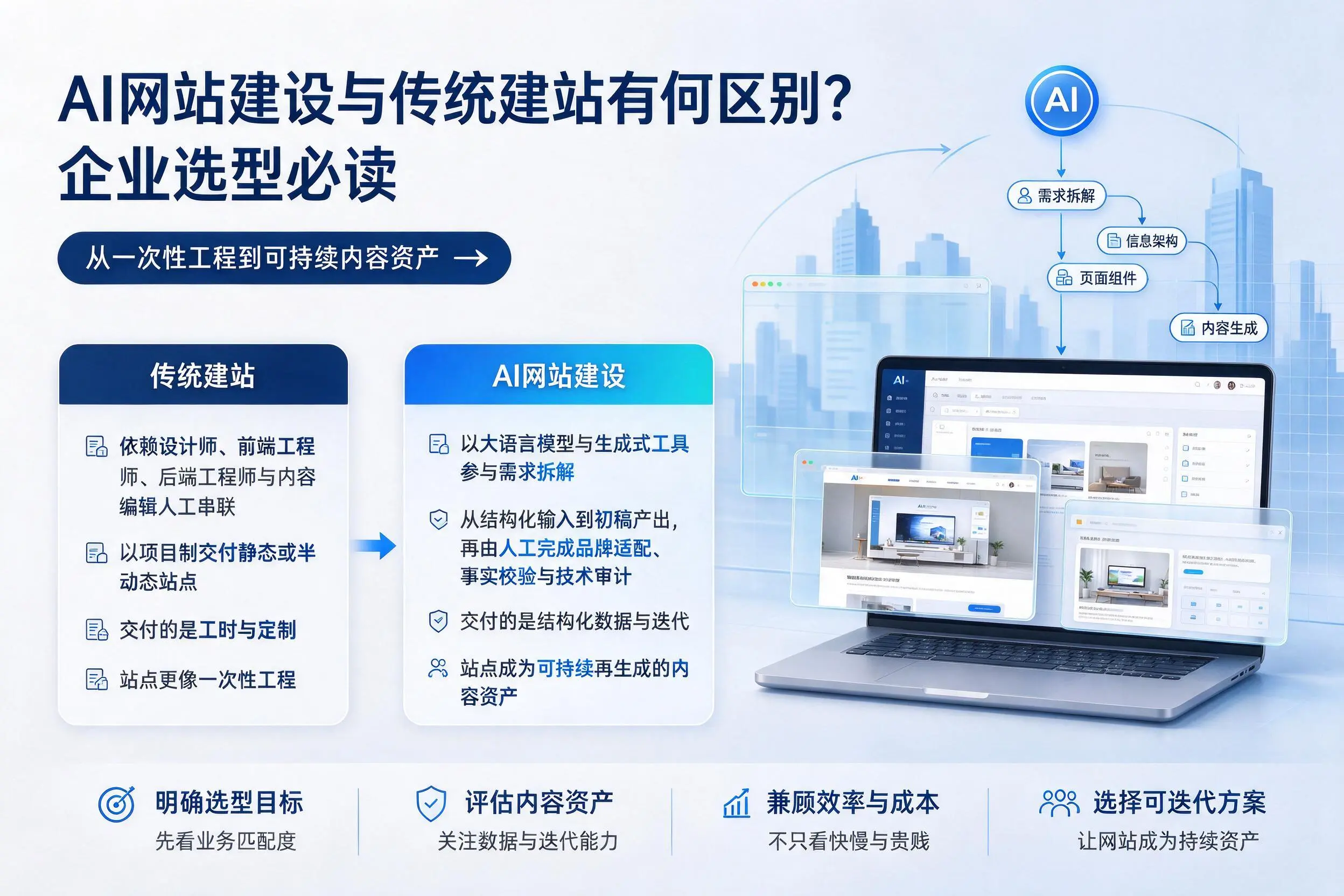 AI网站建设与传统建站有何区别？重庆郊县企业选型必读