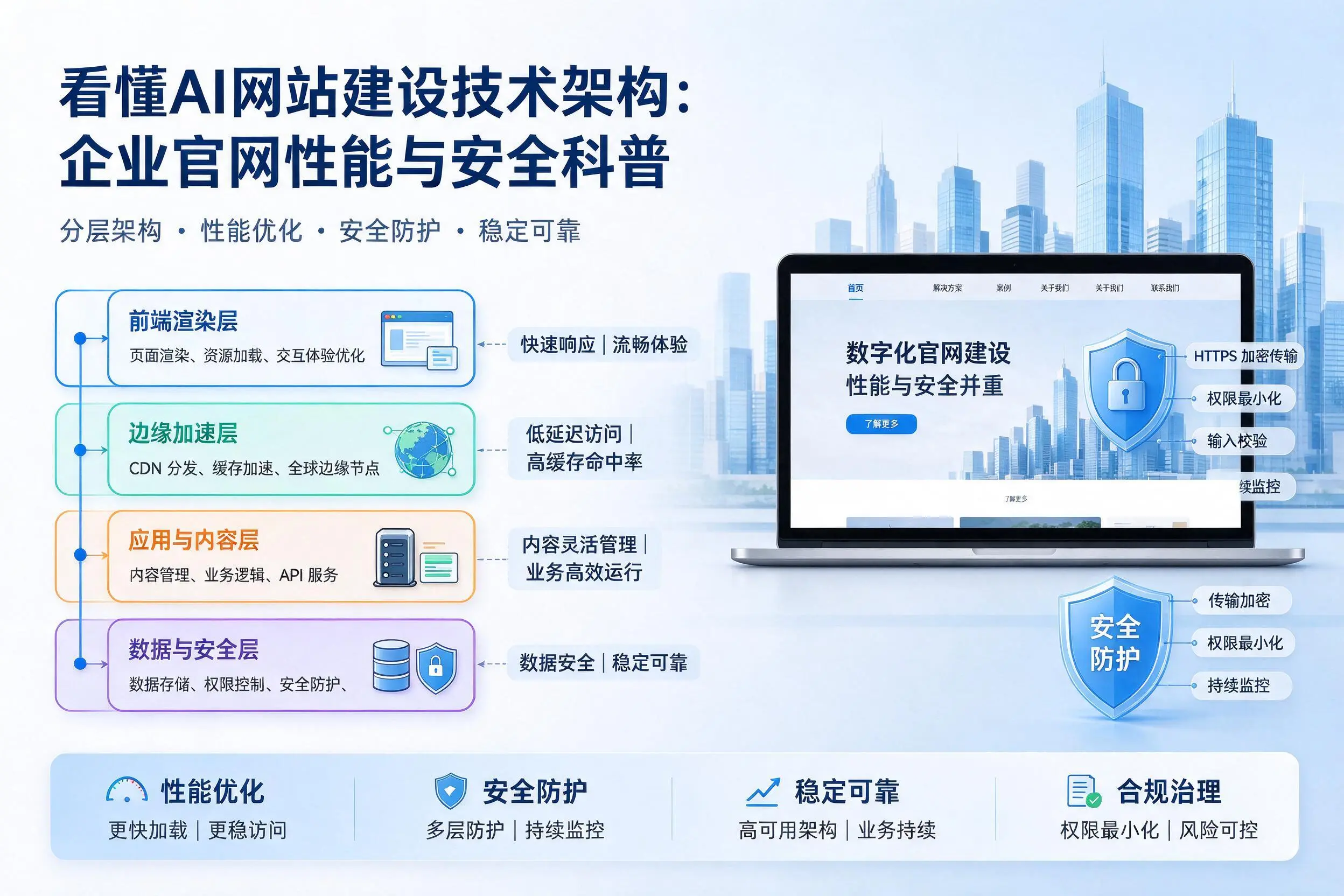 看懂AI网站建设技术架构:重庆郊县企业官网性能与安全科普