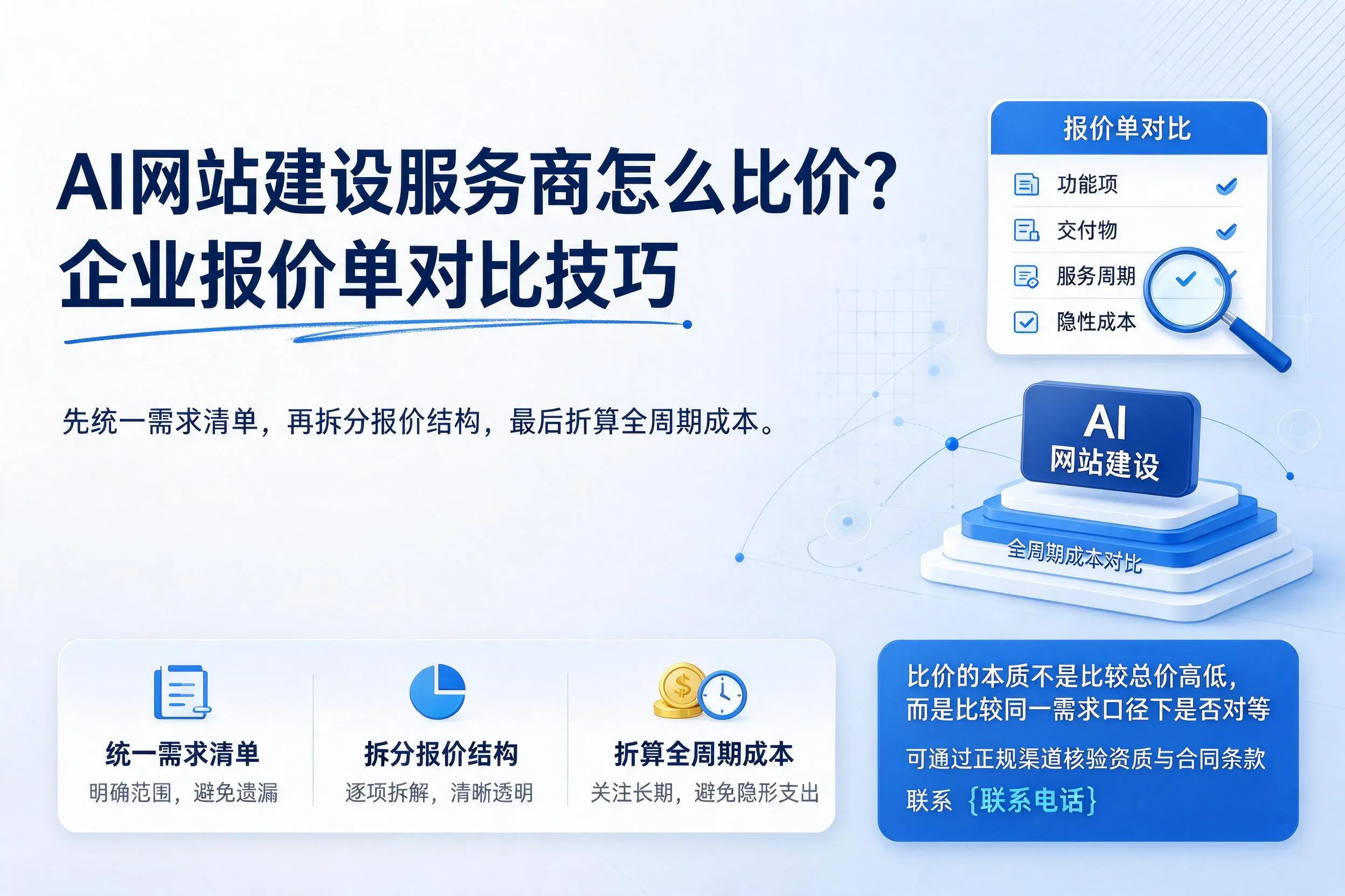 AI网站建设服务商怎么比价?重庆郊县企业报价单对比技巧